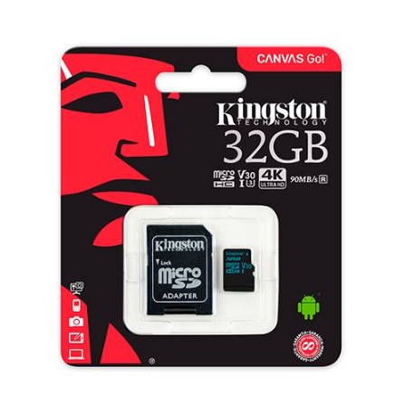 MEMORIA Kingston Micro SD 32GB HC-I V30 CANVAS GO! 4K ULTRA HD 90MB/S (SDCG2/32GB)
