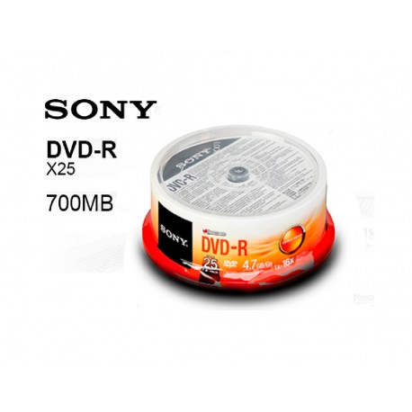 DVD_R CONO X 25 SONY 4.7GB GRAVABLE